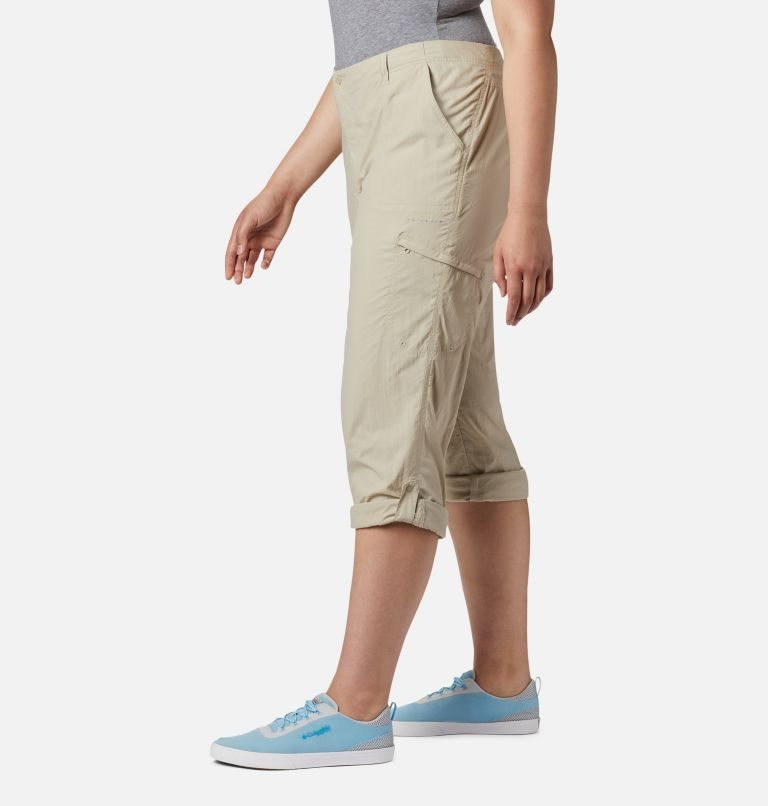 Pantaloni Columbia PFG Aruba Roll Up Dama Kaki | Plus Size MZAZ109MS